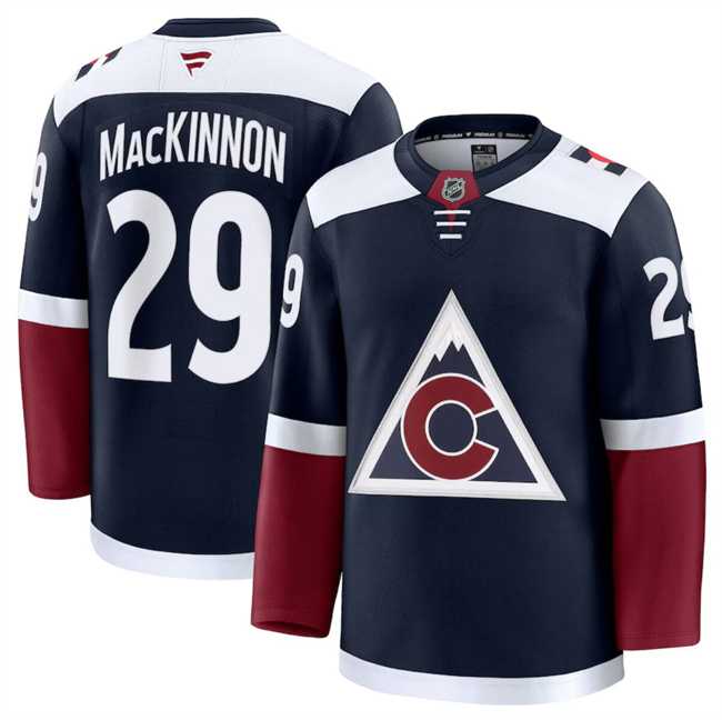 Mens Colorado Avalanche #29 Nathan MacKinnon Navy 2024-25 Alternate Stitched Jersey Dzhi